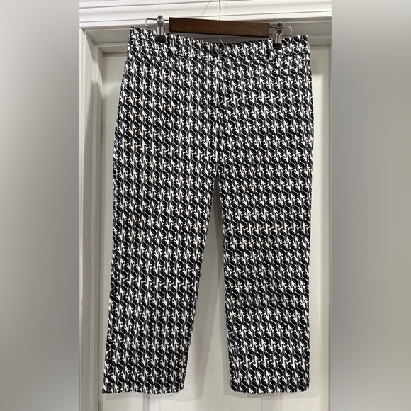 Talbots Pants - Talbots Black & White Bird Capris Size 10 Petite